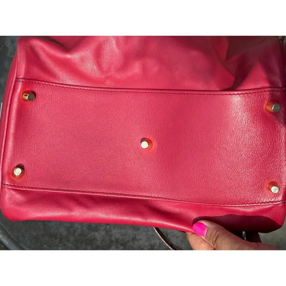 Vtg BURBERRY Red Leather Nova Check Strap Tote Bag Slouchy Hobo Shoulder Handbag